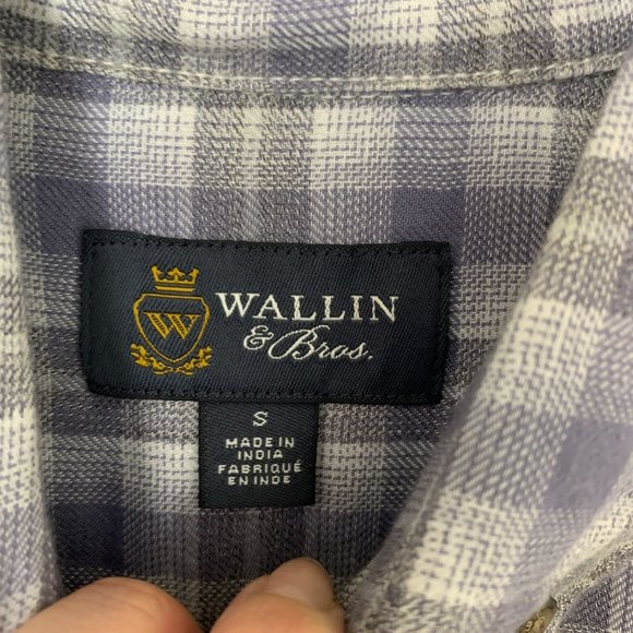 Wallin & Bros Grey plaid long sleeve button up shirt small - Picture 4 of 6